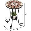 VINGLI Mosaic Outdoor Side Table, 14" Round End Table, Accent Table, Ceramic Tile Top Black Iron,Brown Flower - 3 of 4