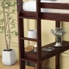 VASIP Twin Loft Bed with Built-In Desk - Solid Rubber Wood, Safety Rails + Ladder, Space-Saving Modern Kids/Teens Bed Furniture, Brown - 3 of 4