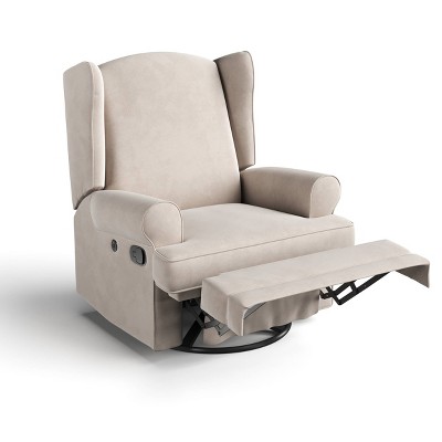 Ivory Swivel Recliner with Metal Base and USB Ports