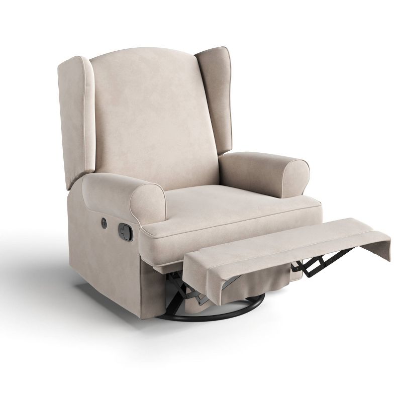 Storkcraft Serenity Wingback Upholstered Reclining Glider with USB Charging Port, 4 of 13