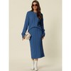 Seta T Womens' Winter Casual Crewneck Sweater Midi Skirts with Pockets Lounge Set Two Pieces - 3 of 4