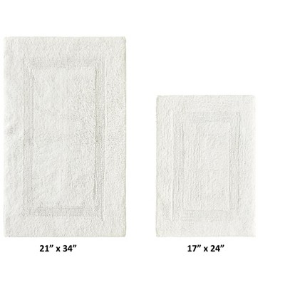 Ivory Cotton Tufted Reversible Bath Rug Set, 2 Piece