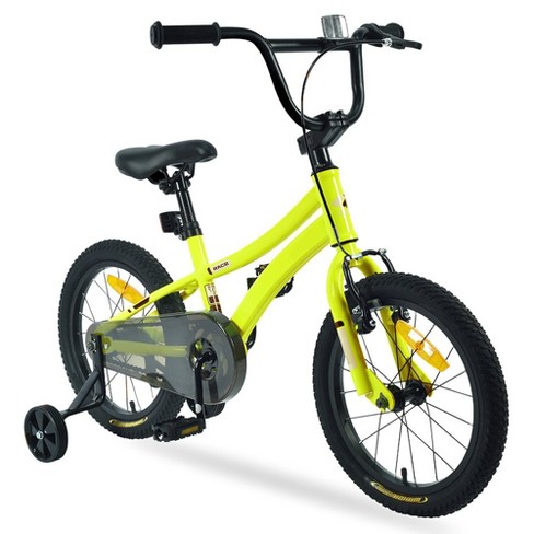 16 Inch Road City Bike For Toddlers Kids Steel Frame Road Bike With Training Wheels Lightweight Kids City Bike yellow