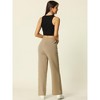 Seta T Women's Casual Ribbed Knit Elastic High Waist Tie Front Wide Leg Pants - 4 of 4