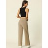 Seta T Women's Casual Ribbed Knit Elastic High Waist Tie Front Wide Leg Pants - image 4 of 4