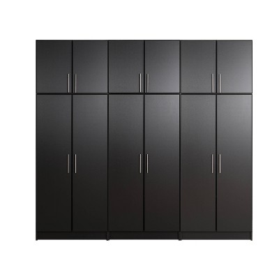 96" Elite with 6 Storage Cabinet Set Black - Prepac: MDF Laminated, 12 Shelves, Garage & Room Organizer