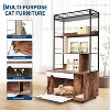 36.6" Hidden Cat Litter Cabinet – 2-In-1 Enclosure with Storage Rack & Scratching Post for Indoor Use (Vintage Brown) - 4 of 4