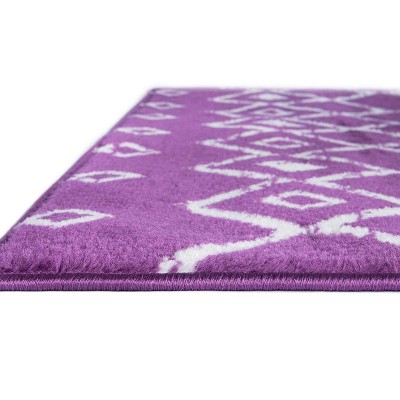 Violet and Ivory Geometric Trellis Indoor Rug