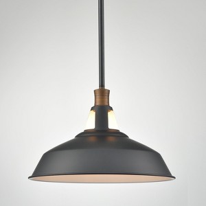 CLAXY Industrial Black Barn Pendant Light Rod Adjustable Kitchen Light - 1 of 4