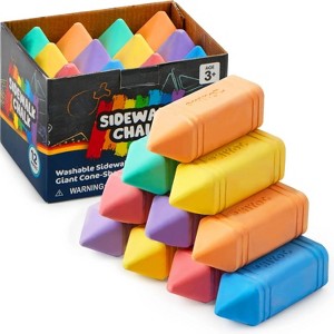 Joyfy 12 Pcs Jumbo Sidewalk Chalk Set - 6 Vibrant Colors, Gaint Washable Chalk for Kids Outdoor Play, School Activities and Playground Fun - 1 of 4