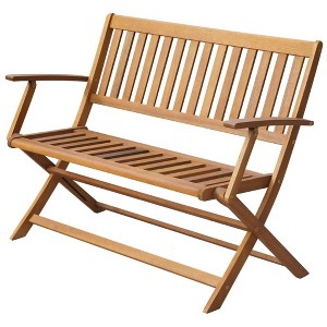 Garden Bench Natural Wood Brown Solid Acacia Wood Standard - 1 of 3