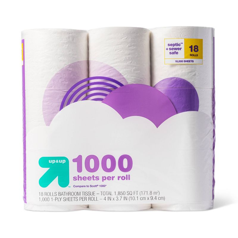 1000 Sheets per Roll Toilet Paper - up & up™, 1 of 7