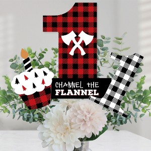 Big Dot of Happiness 1st Birthday Lumberjack - Channel The Flannel - Buffalo Plaid First Birthday Party Centerpiece Sticks - Table Toppers - Set of 15 - 1 of 4
