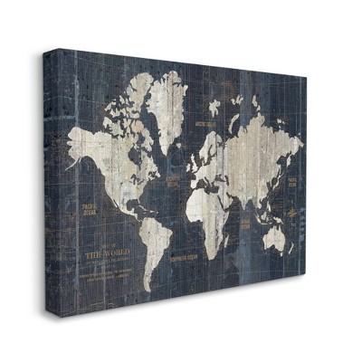 Stupell Industries Distressed Antique World Map Rustic Aesthetic