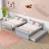 Sapphtopaz Space-Saving Full Over Full Bunk Bed with Twin Trundle, Simple Rubber Wood Bed Frame with Ladder and Guardrails for Bedroom, Kids Room - 3 of 4