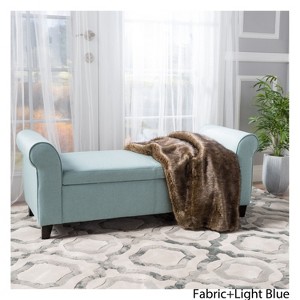 CAVINAS Storage Bench Storage Organizer Ottoman Padded Seat Cushion Wood Legs with Arms - 1 of 4
