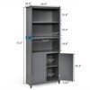 Costway Bookcase Shelving Storage Wooden Cabinet Unit Standing Bookcase W/Doors Gray/White - 3 of 4