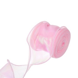 Unique Bargains Gift Wrapping Wide Sheer Wired Pastel Shimmer Iridescent Chiffon Ribbons 1 Pc - 1 of 4
