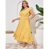 Womens Plus Size Casual Sleeveless Maxi Dress Ruffle Sleeve A Line Swing Summer Maxi Dress with Pockets - 4 of 4