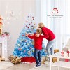 White & Blue Flocked Christmas Tree, Full Branch Tips, Fire-Resistant PVC, Hinged Design with Stable Metal Stand - 4 of 4