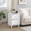 WhizMax 2 Drawer Nightstand Set of 2, Modern Mirrored Night Stand with Crystal Handle, Bedside Furniture for Bedroom Living Room, White - 4 of 4