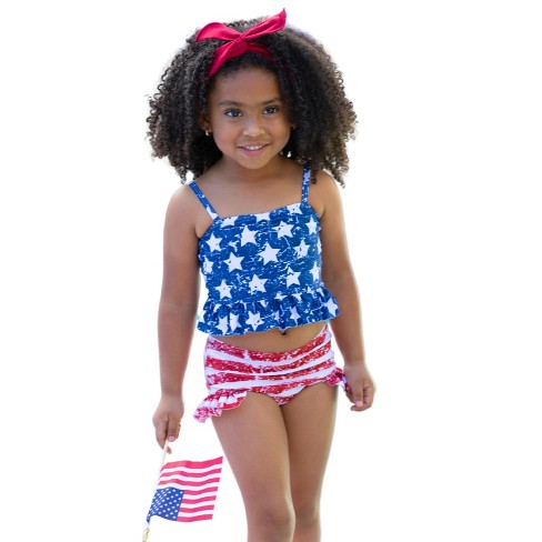 Girls Star Spangled Tankini Two Piece Swimsuit - Mia Belle Girls, 10Y