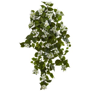 Nearly Natural 37-in Bougainvillea Hanging Artificial Plant (Set of 2), White - 1 of 1