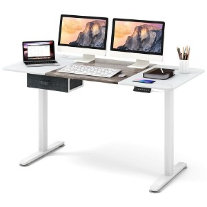 Costway Electric Standing Desk 55'' x 28'' Height Adjustable Sit Stand with USB Charging Port Natural/Black/Grey/Brown/White - 1 of 4