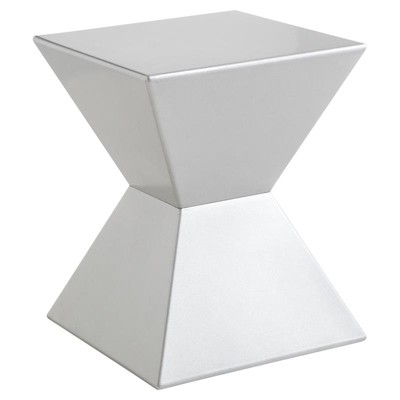 Rocco 13.5" Modern Fiberglass High Gloss End Table in Silver - Brant House