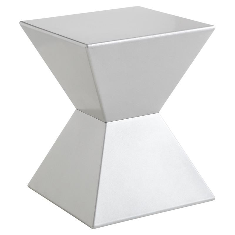 Rocco 13.5" Modern Fiberglass High Gloss End Table in Silver - Brant House, 1 of 2
