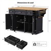 OUTSUPPLY Large Rolling Kitchen Island with Drop Leaf, Rubber Wood Top, Locking Wheels, Embossed Vintage Style Cart for Kitchen - 2 of 4