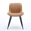 Kumasinova Set of 2 Modern Upholstered Dining Chairs, PU Fabric Kitchen Chairs with Curved Back, Dining Room Chairs with Perforated Cushions - 2 of 4