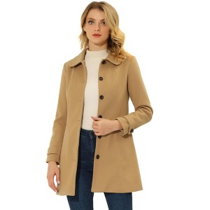INSPIRE CHIC Women's Peter Pan Collar Single Breasted Winter Long Overcoat - 1 of 4