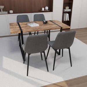 NicBex 55" Dining Table Set for 4 Modern Rectangular Dark Wood Dining Table with 4 Suede Chairs - 1 of 4