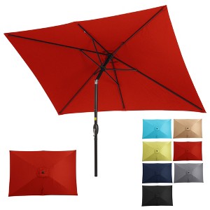 Heynemo 6.5 x 10 Ft Rectangular Patio Umbrella, Outdoor Table Market Umbrella with Crank, 6 Steel Ribs, Polyester Canopy, Tilt Umbrella - 1 of 4