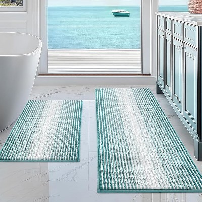 Attop Bathroom Rugs and Mats Sets, 2 Piece Thick Absorbent Chenille Non Slip, Soft Shaggy Floor Mats