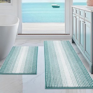 Attop Bathroom Rugs and Mats Sets, 2 Piece Thick Absorbent Chenille Non Slip, Soft Shaggy Floor Mats - 1 of 4