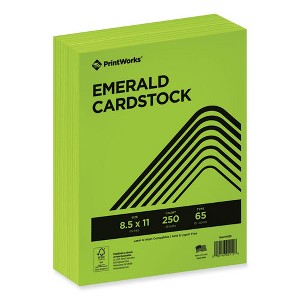 PrintWorks Professional Color Cardstock, 65 lb Cover Weight, 8.5 x 11, Emerald Green, 250/Ream - 1 of 4