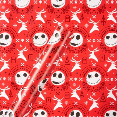 30in 40 sq ft The Nightmare Before Christmas Gift Wrap Red - American Greetings