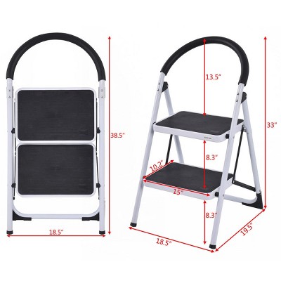 Heavy Duty White and Black 2-Step Foldable Ladder
