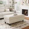 46" Storage Ottoman Bench, Linen Coffee Table for Living Room or Entryway - 3 of 4
