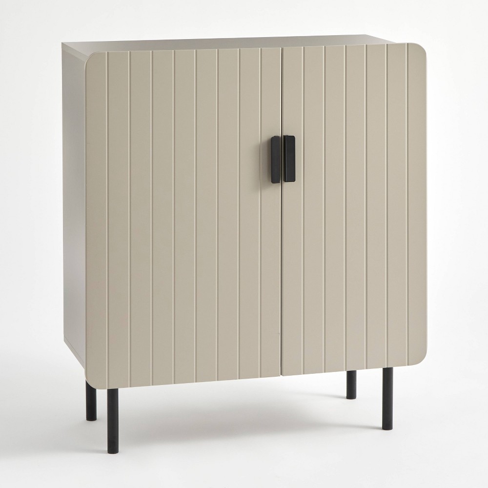 Fulton 2 Door Channel Front Buffet Taupe - Buylateral: Modern Storage Cabinet with Adjustable Shelves