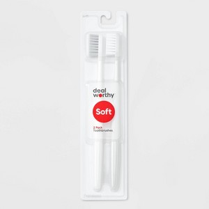 T&T Manual Toothbrush Soft - 2ct - White - Dealworthy™ - 1 of 3