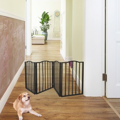 LAOTIES Freestanding Folding Dog Gate,Wooden Indoor Pet Barrier for Doorways,Stairs