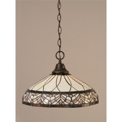 Toltec Lighting Any 1 - Light Pendant in  Dark Granite with 16" Royal Merlot Art Glass Shade