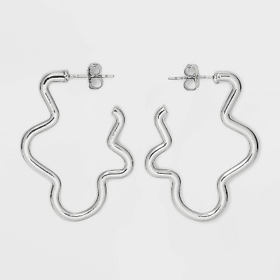 Statement Tubular Squiggle Hoop Earrings - Universal Thread&#8482; Silver