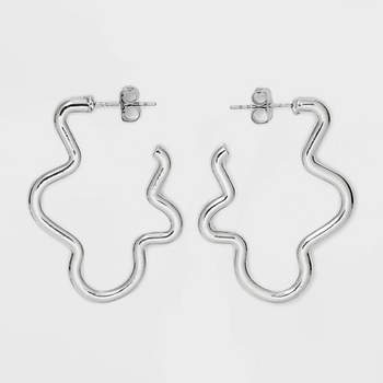 Statement Tubular Squiggle Hoop Earrings - Universal Thread™ Silver