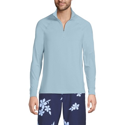 Lands' End Men's UPF 50 Cooling Quarter Zip Mock Neck Rash Guard Shirt