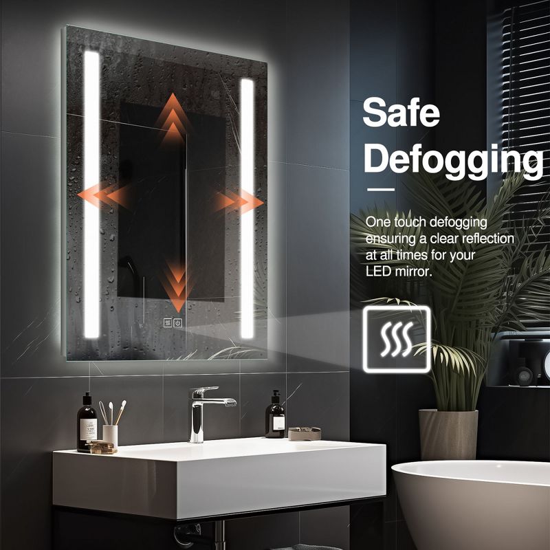 Neutypechic LED Bathroom Vanity Mirror Rectangle Frameless Anti-Fog Wall Mirror, 3 of 7