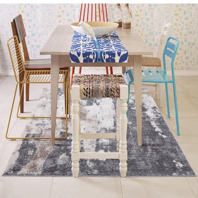 Gray Abstract 8' x 10' Synthetic Area Rug